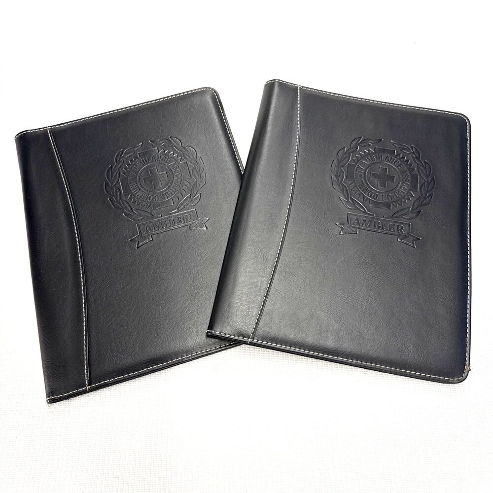 Set of 2 Embossed Folios, Ambler, PA Community Ambulance Association - no zipper